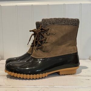 Brown and Black Duck Boots